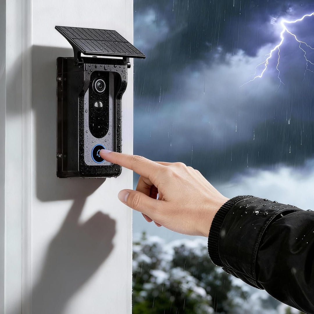 Aceele Video-Türklingelabdeckung, Solarpanel-Türklingel-Regenschutz, Intercom-Regenschutz mit Typ-C-
