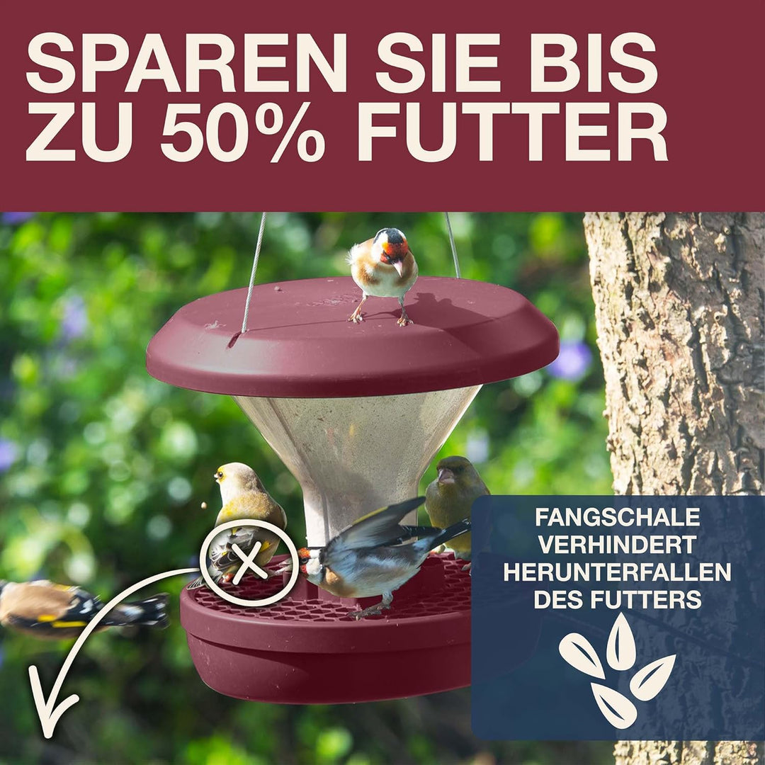 SWISSINNO Vogelfutterhaus zum Aufhängen – Davos SMART BIRDS - Vogelfutterspender mit Auffangschale -