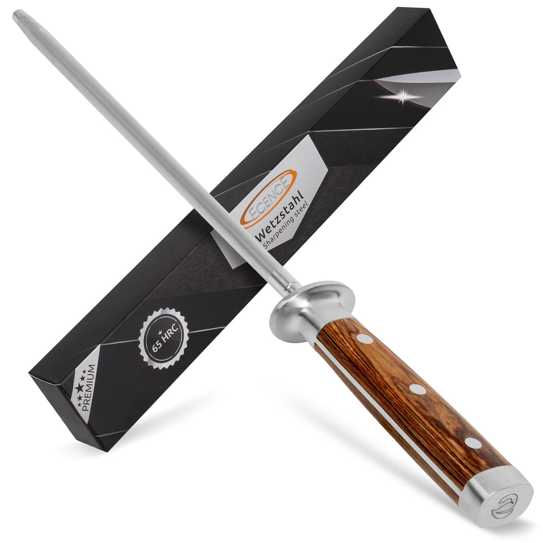 ECENCE Wetzstahl Messerschärfer aus Edelstahl (65HRC), Profi Messerschleifer für Küchenmesser, Schle