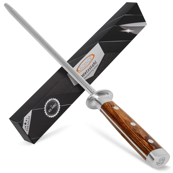 ECENCE Wetzstahl Messerschärfer aus Edelstahl (65HRC), Profi Messerschleifer für Küchenmesser, Schle
