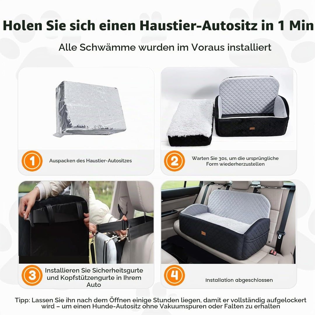 Gimars Wende-Hunde Autositz Mit Lang-/Kurzplüsch Sitzkissen Für Kleine/Mittlere Hunde Bis 27kg, Abne