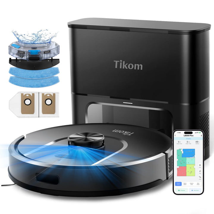 Tikom Saugroboter mit Wischfunktion 6000Pa, L8000 Plus Staubsauger Roboter mit Absaugstation, 90-Tag