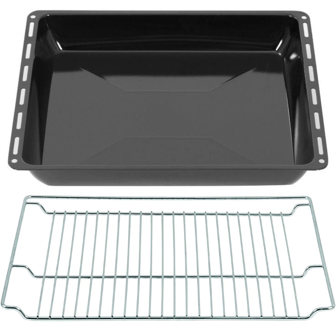 ICQN 465 x 370 x 60 mm Backbleche &amp; -Gitter Set, Emailliert Fettpfanne für Backofen und Herd, Passen