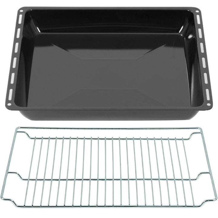 ICQN 465 x 370 x 60 mm Backbleche &amp; -Gitter Set, Emailliert Fettpfanne für Backofen und Herd, Passen