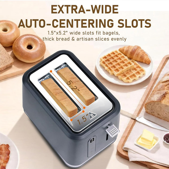 Huogary Toaster 2 Slices, Toasters Wide Slot, Bread Toaster with Cancel, Reheat, Defrost Function, T