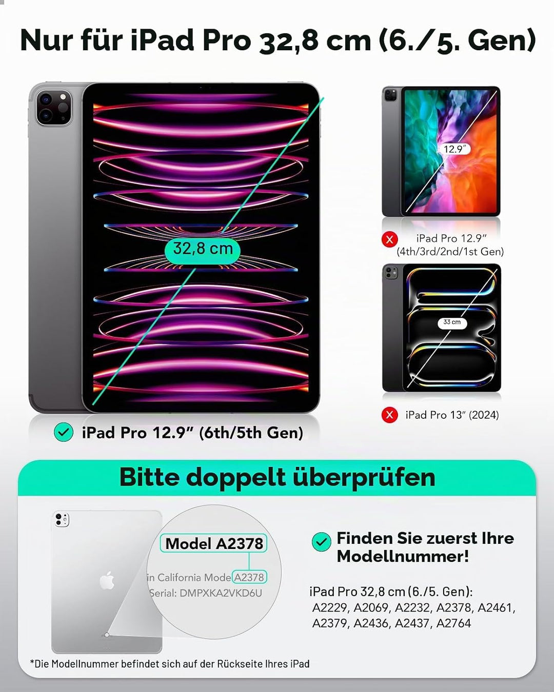 ESR Hybrid Hülle für iPad Pro 12.9 Hülle (2022/2021), iPad Pro 12.9 Case mit Pencil Halter, 12,9 Zol