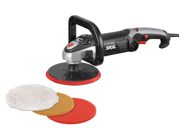 SKIL Poliermaschine 1144AA (Polierer 1200 W, Sanftanlauf, + Polierteller, 3 Polierhauben, Arretiersc