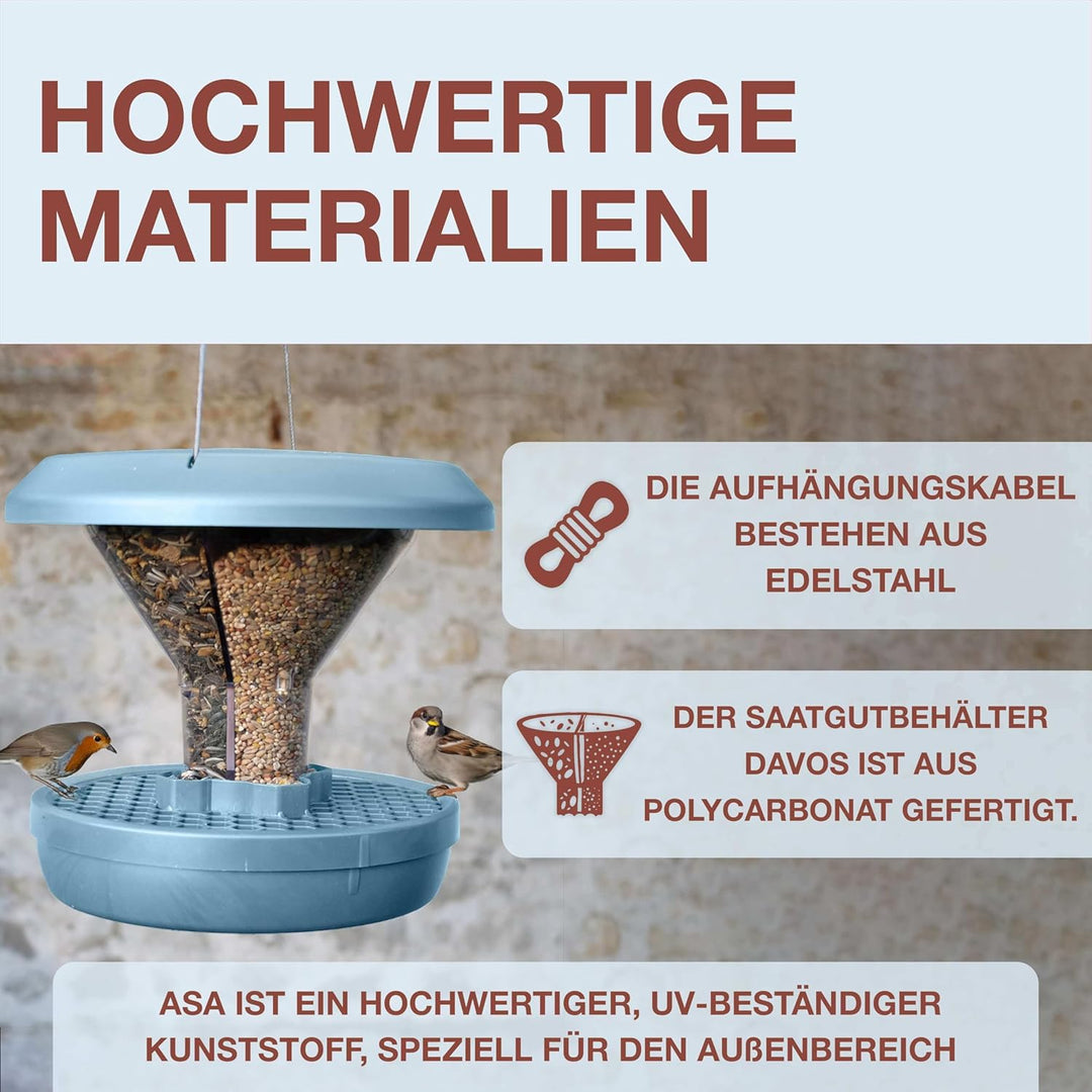 SWISSINNO Vogel-Futtersilo Davos SMART Birds. Füttern Sie Vögel - Nicht Nagetiere! Robust + Zuverläs