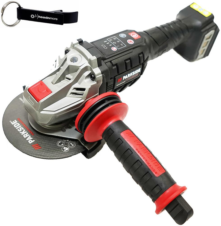 HEADNMORE® Bundle - PARKSIDE PERFORMANCE® 20V Akku Winkelschleifer AP 20 Li + HEADNMORE® Schlüsselan