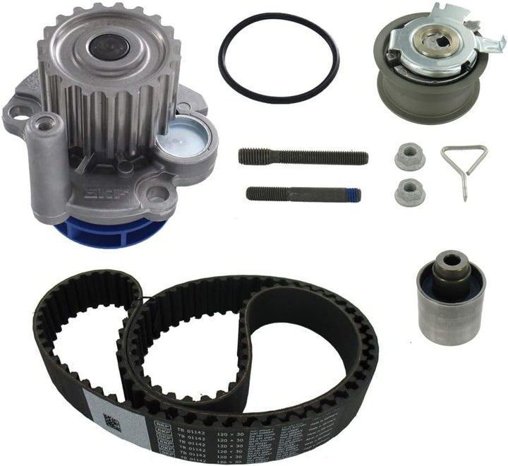 SKF VKMC 01250-1 Wasserpumpe + Zahnriemensatz & VKMV 6PK1050 Keilrippenriemen Bundle mit Keilrippenr
