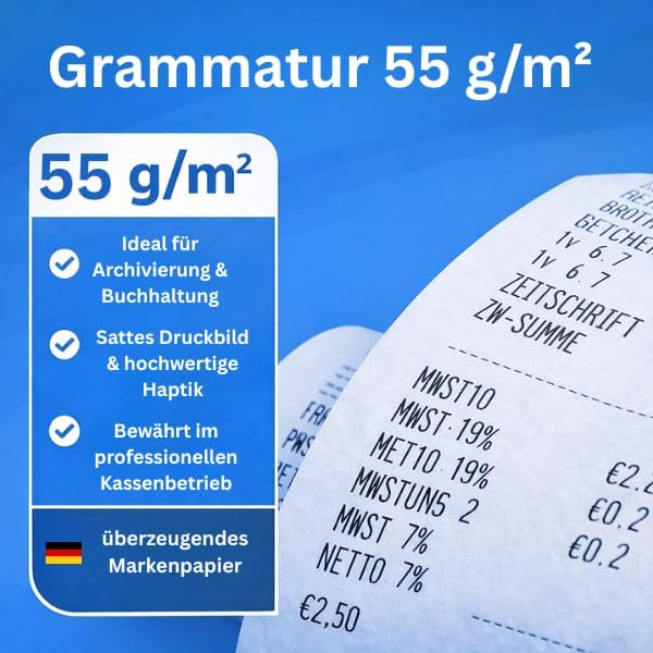 Bonrolle, Thermopapier, Bisphenol-A frei, 80mm / 50m / 12mm, 50 Stk. / Karton von Kassenbon24