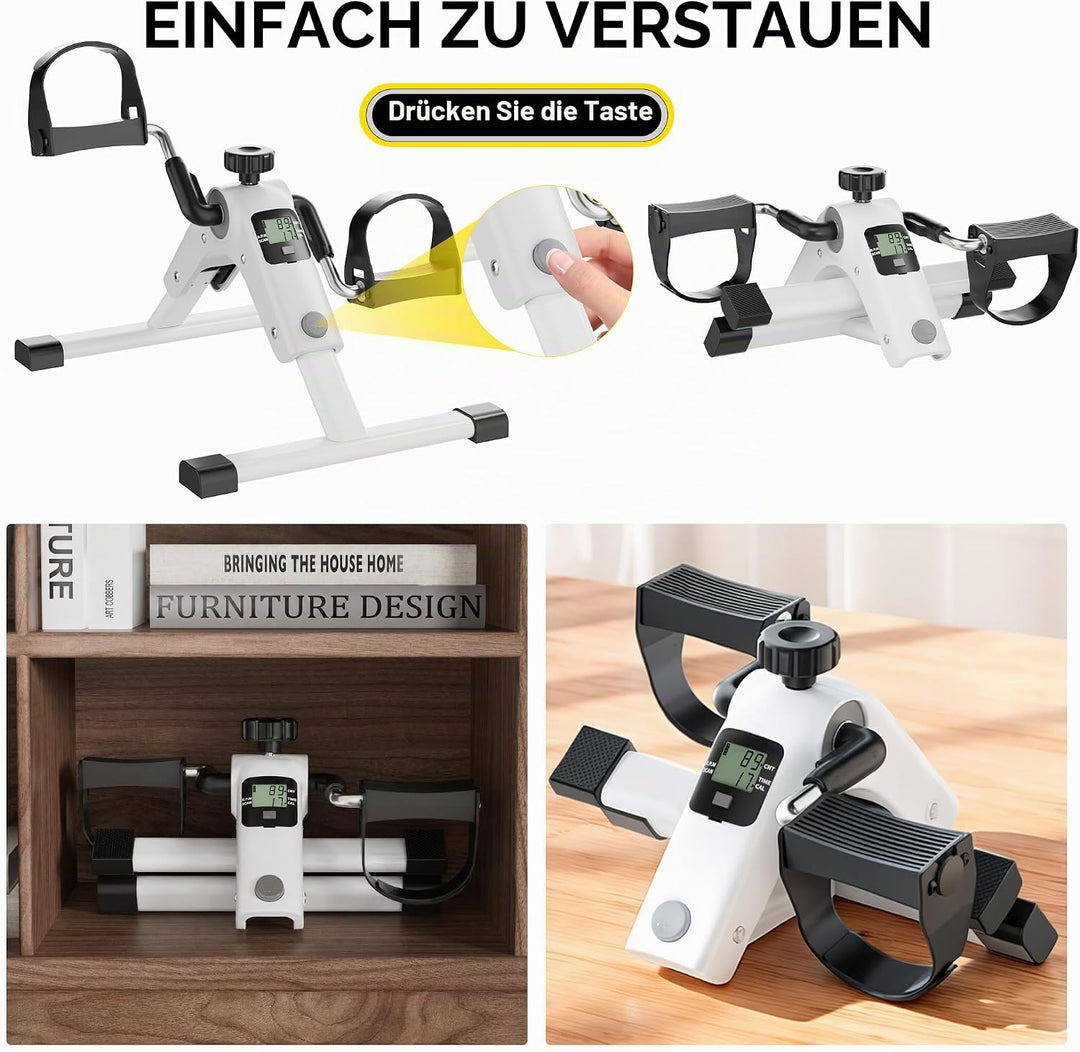 MOMODA Untertisch-Fahrradpedaltrainer mit LCD-Display, tragbarer Mini-Heimtrainer für Arm und Bein W