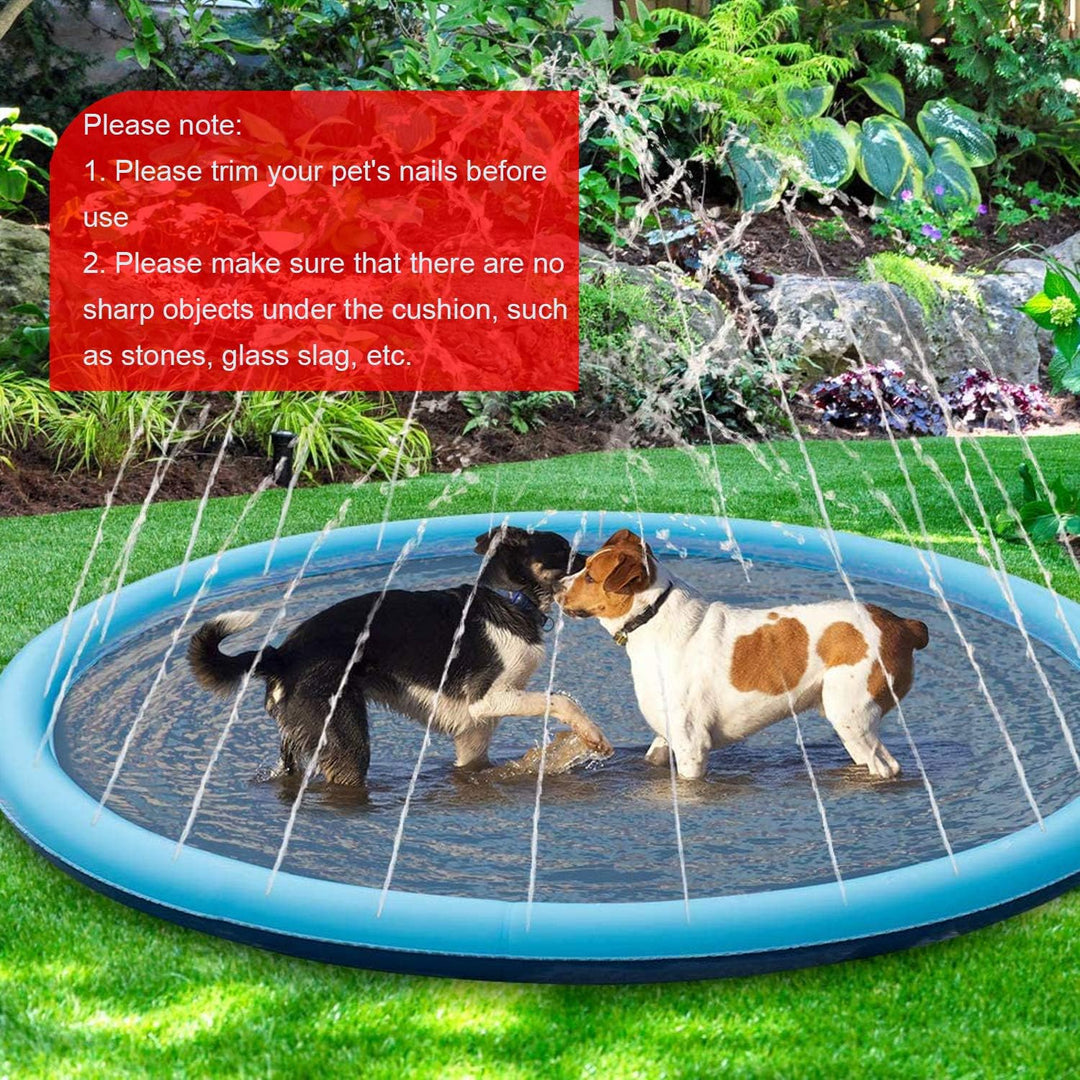 Planschbecken für Haustiere und Kinder, 150 cm Sprinkler- und Spritzwasser-Spielmatte,Hunde Planschb