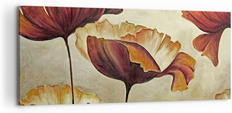 Wandbilder Dekoration Wohnzimmer Mohn Blume Wiese Panorama Bilder auf Leinwand 120x50cm Leinwandbild