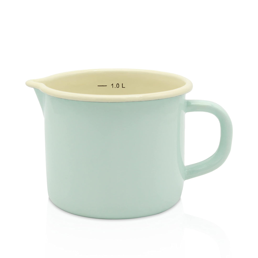 Krüger Emaille-Milchtopf Mint 12cm, 1 Liter - Topf mit Vollkontaktboden für energiesparendes Kochen