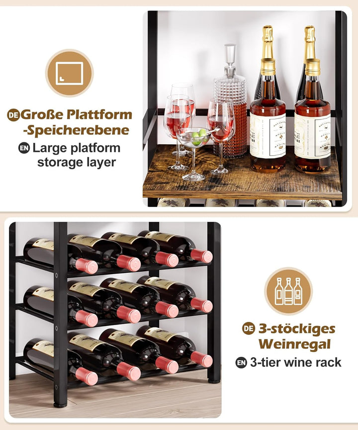 Yorbay Freistehendes Weinregal mit Erweiterte Regale: 3-Stöckiges Flaschenregal für 12 Flaschen - Me