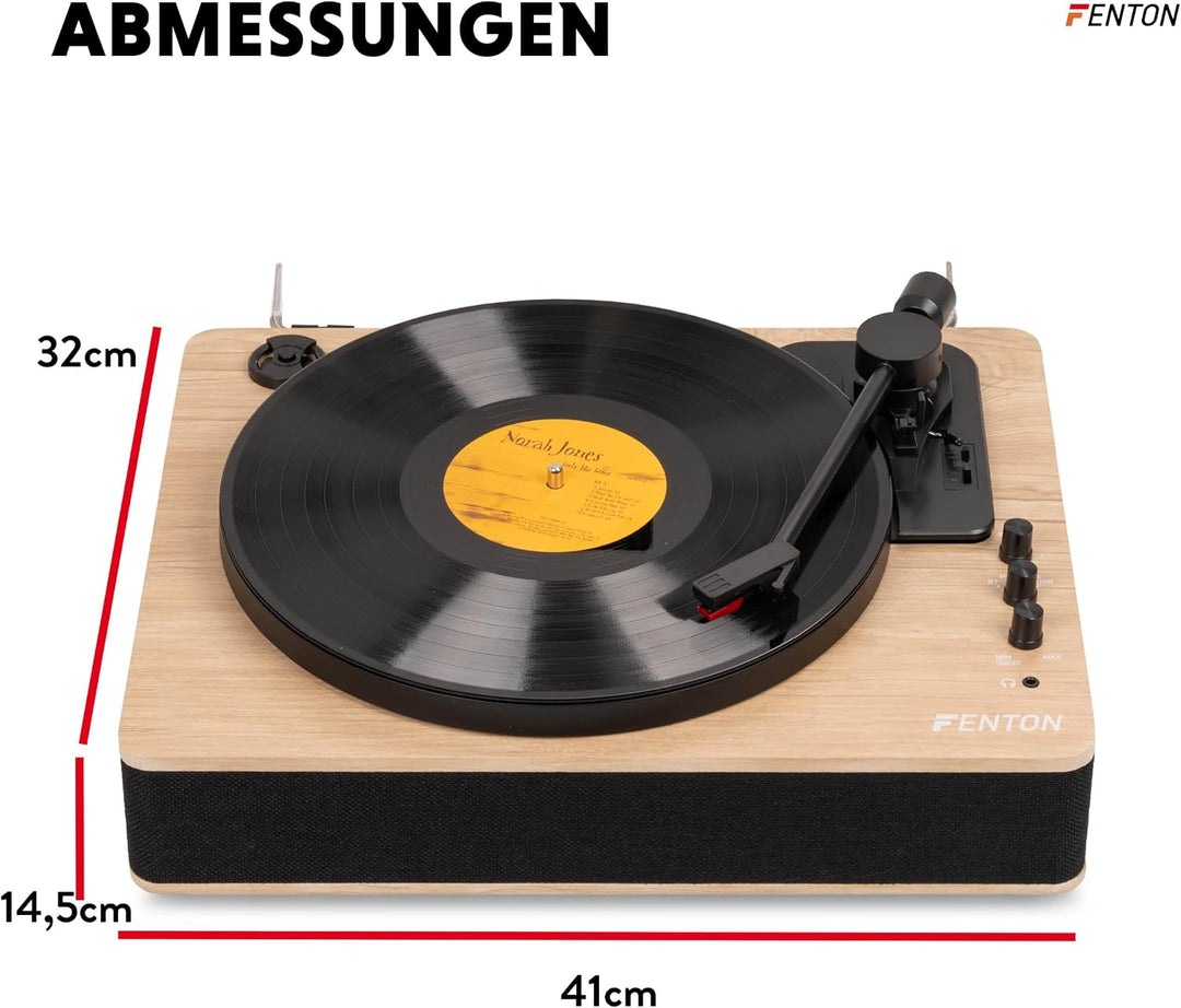 Fenton RP162LW Schallplattenspieler Bluetooth Plattenspieler mit Lautsprecher, Pitch Control, MP3, R