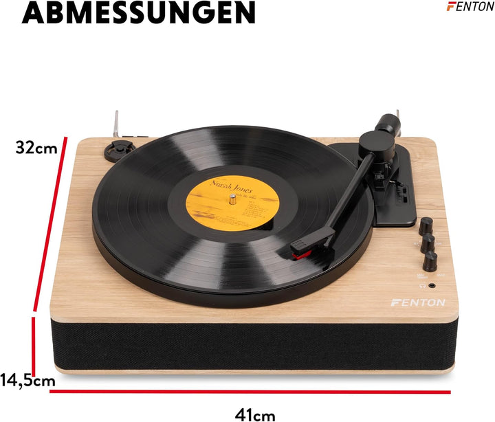 Fenton RP162LW Schallplattenspieler Bluetooth Plattenspieler mit Lautsprecher, Pitch Control, MP3, R