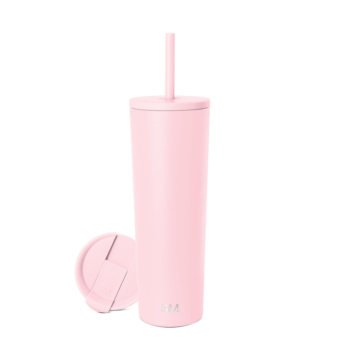 Simple Modern Thermobecher mit Strohhalm und Deckel | Trinkbecher mit Henkel Wiederverwendbare Edels
