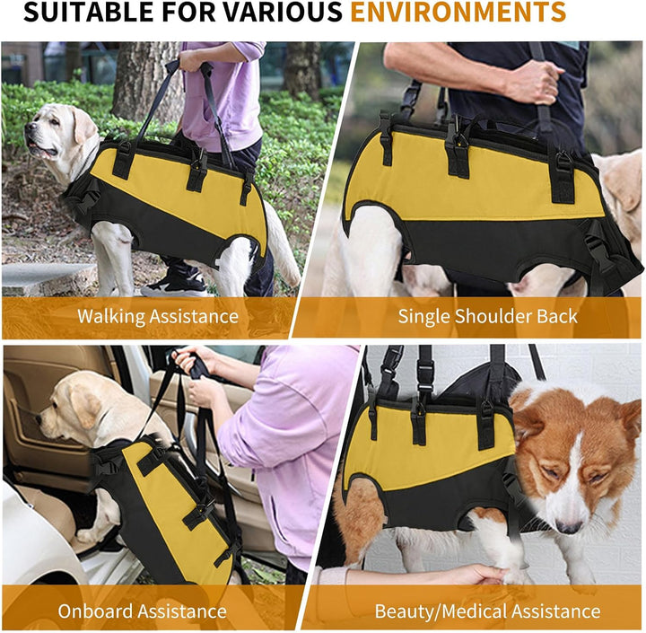 PETCUTE Hunde-Tragegeschirr,Hundegeschirr-Rucksack für grosse Hundes,Ganzkörpergeschirr mit Griff,Ve