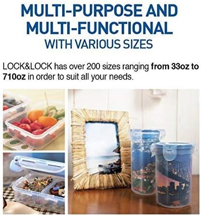 Lock & Lock HPL823 Frischhaltebox, quadratisch, 870 ml, 6 Stück