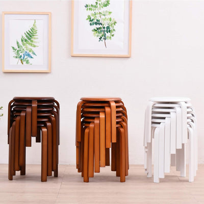 IBUYKE 4er Set Esszimmerhocker, Holzstapelstuhl mit Rutschfester Matte, Stapelhocker für Klassenzimm