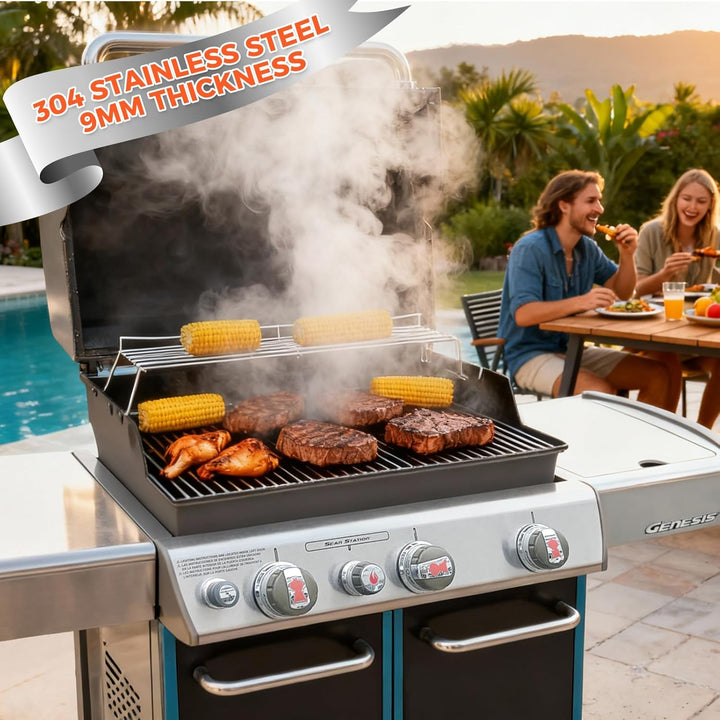 QuliMetal 49,5 x 33cm 7528 Grillrost Edelstahl für Weber Genesis E-310/320/330, S-310/320/330 (2007-