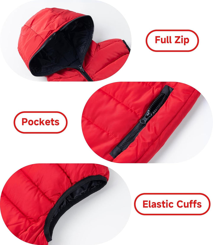 Kinder Warme Weste Jungen Steppweste Ärmellose Winterjacke Puffer Weste mit Kapuze, Rot 164-170