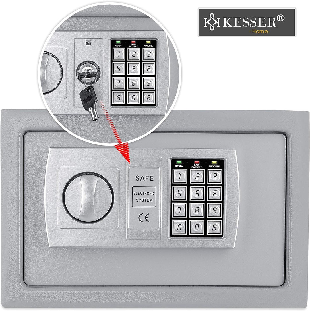 KESSER® Elektr. Tresor | 31x20x20cm | LED-Anzeige | Elektronischer Safe | Doppelbolzenverriegelung |