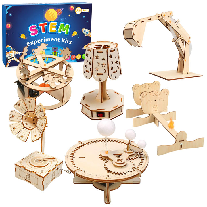 6stk Experimente für Kinder ab 8 STEM Holzbausatz mit Aquarellstifte