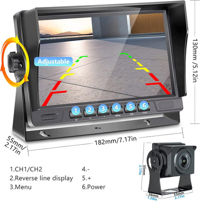 Hodozzy Rückfahrkamera Set AHD mit 7 Zoll LCD Monitor & Kamera Nachtsicht IP69 Wasserdicht für LKW,