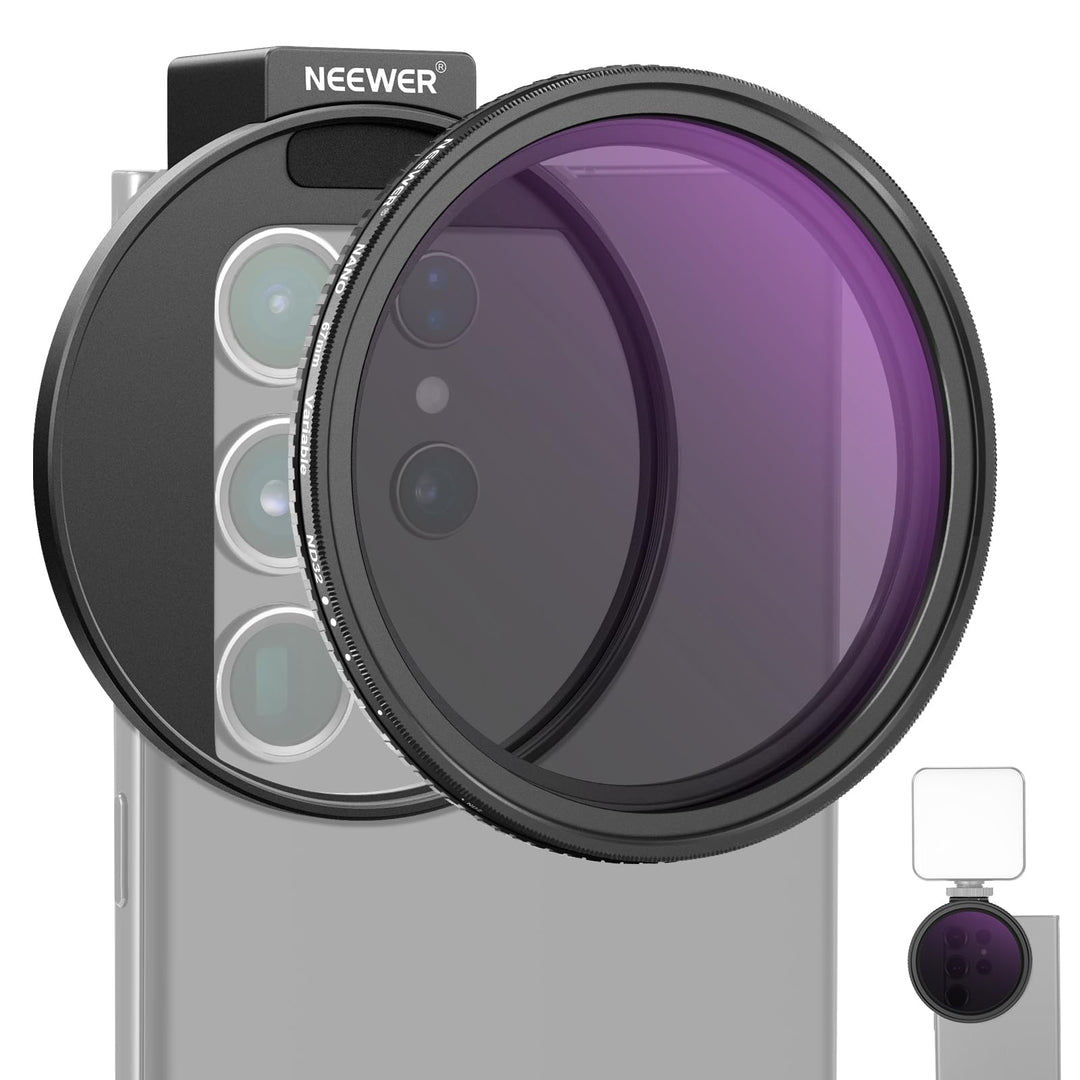 Neewer 67 mm Variables ND2-ND32 Handy-Objektivfilter-Set, Handy-Clip mit Gewindeadapterring/Kaltschu