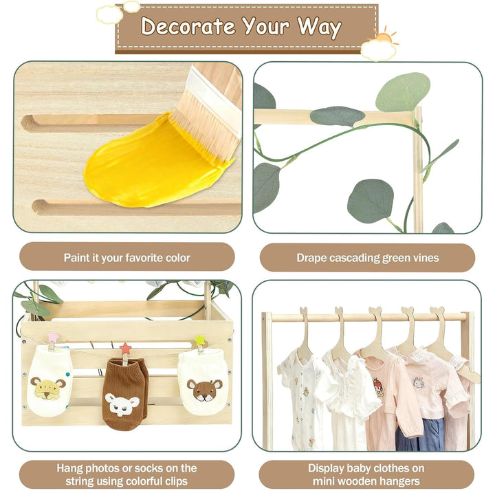 Babyshower-Kiste aus Holz mit Kleiderbügeln, Mond und Sternen – Personalisierte Geschenkbox für werd