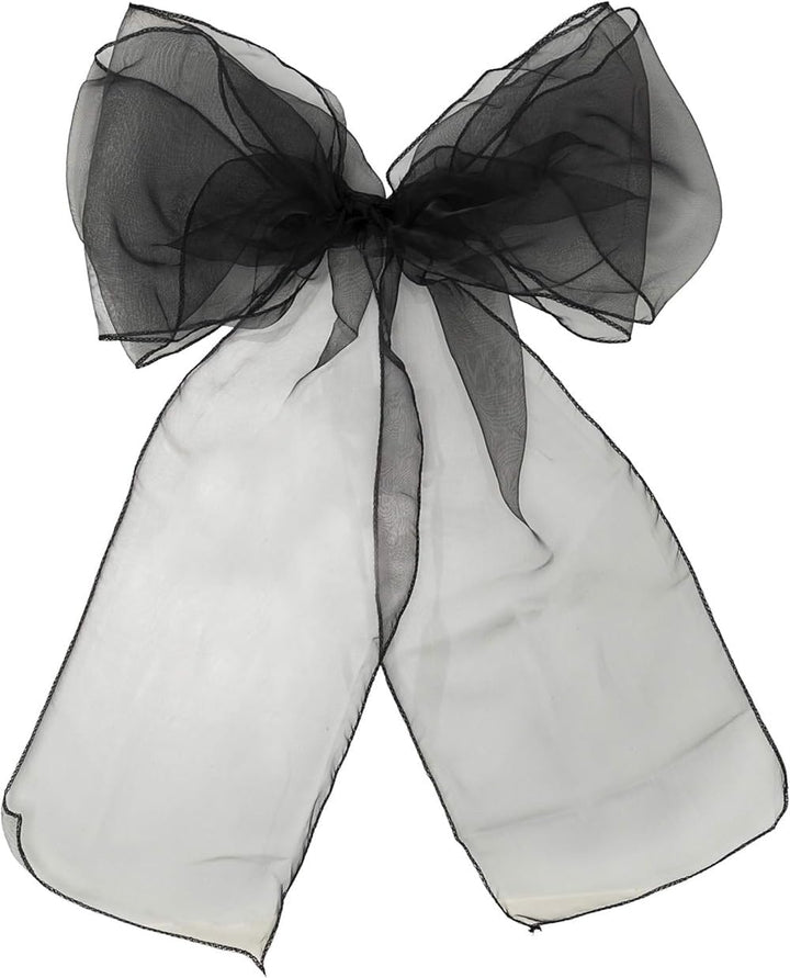 CNFQ Stuhlschleifen, Organza, für Taufe, Party, Dekoration, Hochzeit, Schwarz, 50 Stück, Schwarz