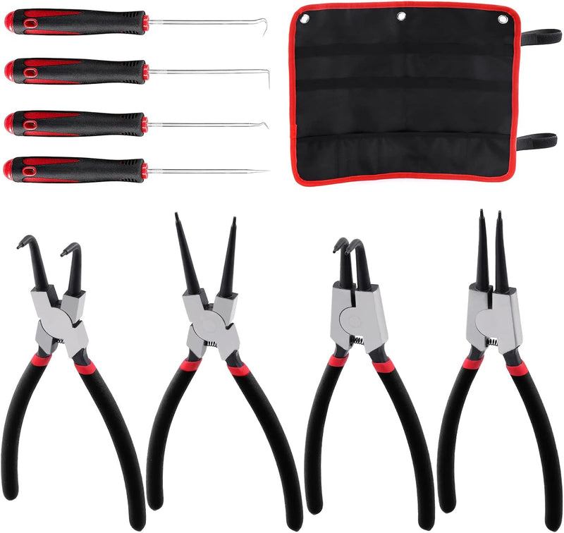 Glarks 9 Stück 22.9 cm Sprengringzange und Haken und Plektrum-Set, 4 Stück interne, Schläuche, Dicht