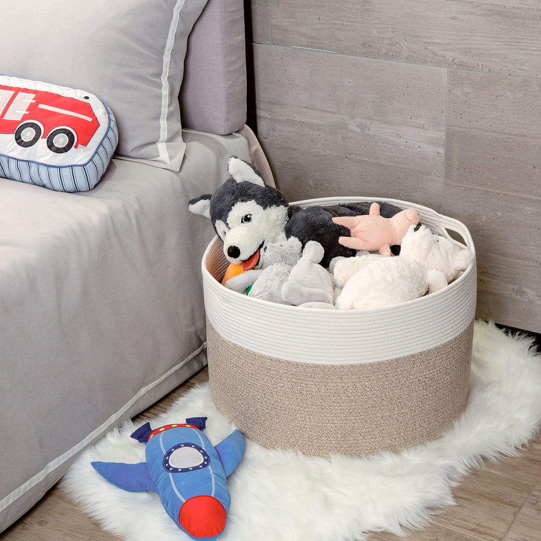 MINTWOOD Design Handtuchkorb, dekorativer gewebter Baumwollseilkorb, Baby- und Hundespielzeug-Aufbew