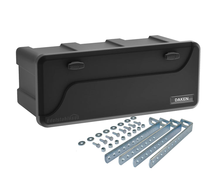 Deichselbox Daken Blackit L 750x300x355mm inkl. Vertikal Halter Werkzeugkasten Anhänger Staukiste
