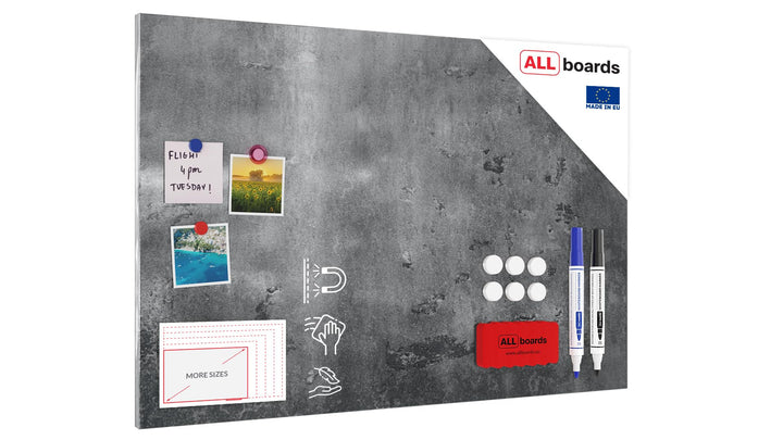 ALLboards Metallische Magnettafel BETONMAUER ZEMENTMAUER ZEMENT 90x60cm MetalBoards Memoboard für je
