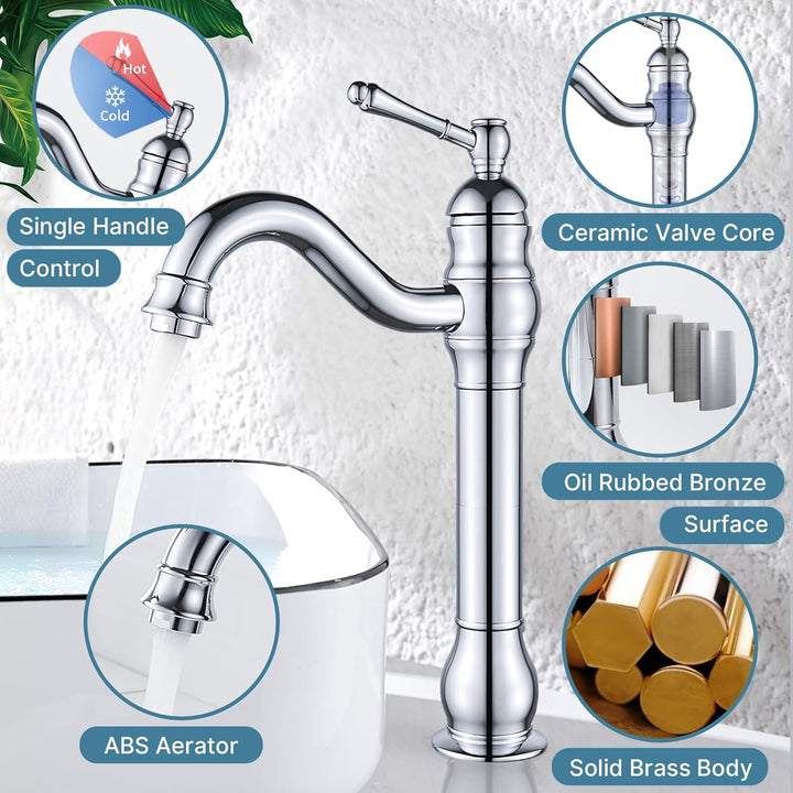 Namuoto Wasserhahn Bad Hoch 360° Drehbar Hoch Waschtischarmatur, Einzelgriff WasserhäHne Bad Waschti