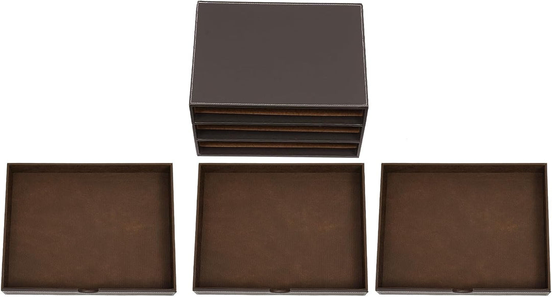 Schreibtisch Schubladenbox,3 Tier Aktenordner Pu-Leder,File Storage Organizer FüR BüRos Arbeitszimme