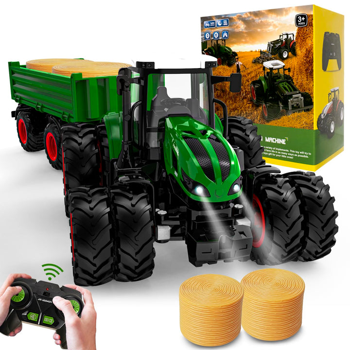 Ferngesteuerter Traktor Ferngesteuert, Traktor Spielzeug ab 2 3 4 5 6 Jahre, Rc Traktor mit Anhänger