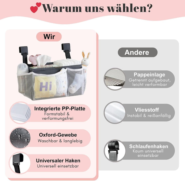Windel-Organizer zum Aufhängen, mit grossem Fassungsvermögen, für 50+ Windeln, waschbarer Stoff mit