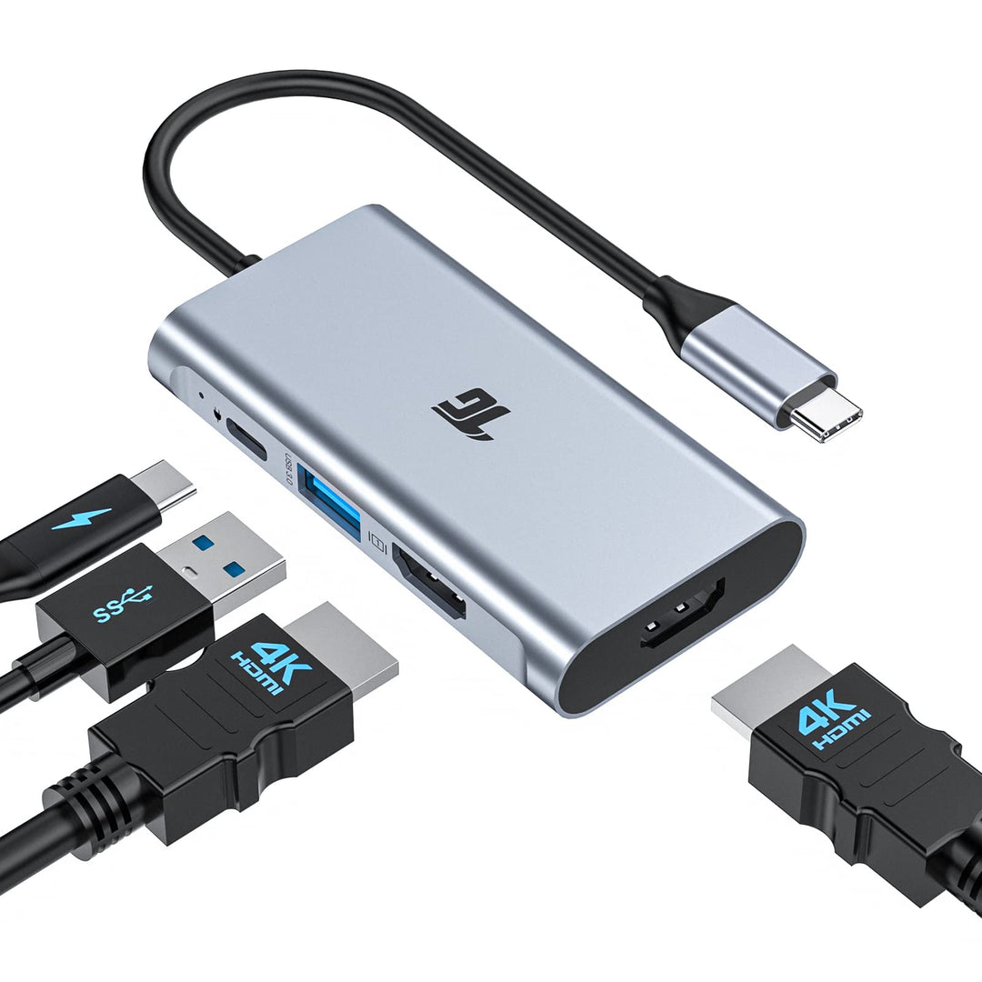 Tiergrade USB C zu HDMI Adapter, 4-in-1 USB C Hub, Thunderbolt 3 Adapter mit 2 HDMI Anschlüssen, 100