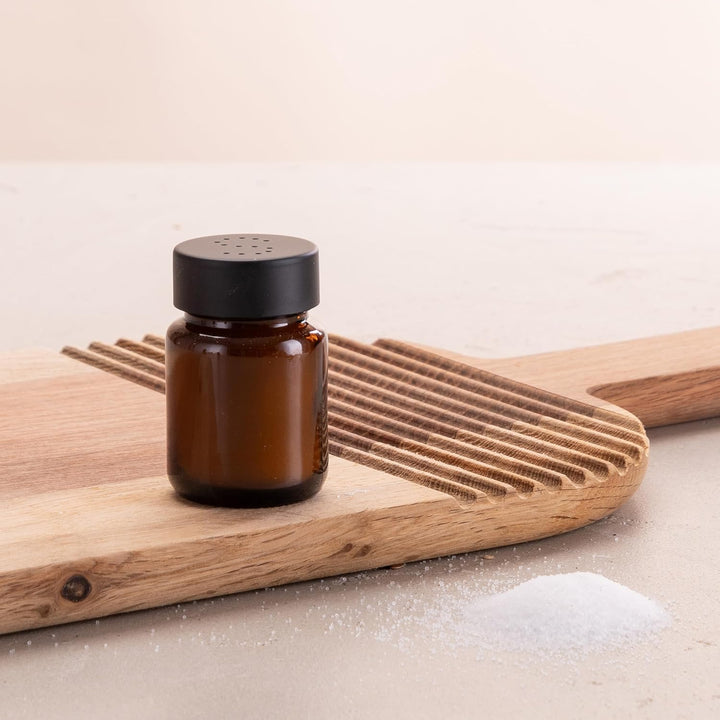 Salzstreuer und Pfefferstreuer Set aus Braunglas - Salt Shaker mit Edelstahl Deckel – Streuer für Pf