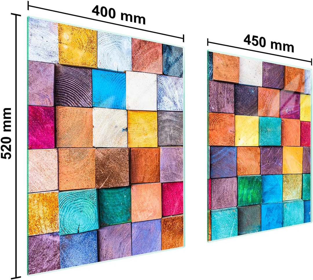 TMK ArtDeko Herdabdeckplatte 2 Teilig 40x52 + 45x52 cm - Spritzschutz Herdabdeckung – Herdschutz aus