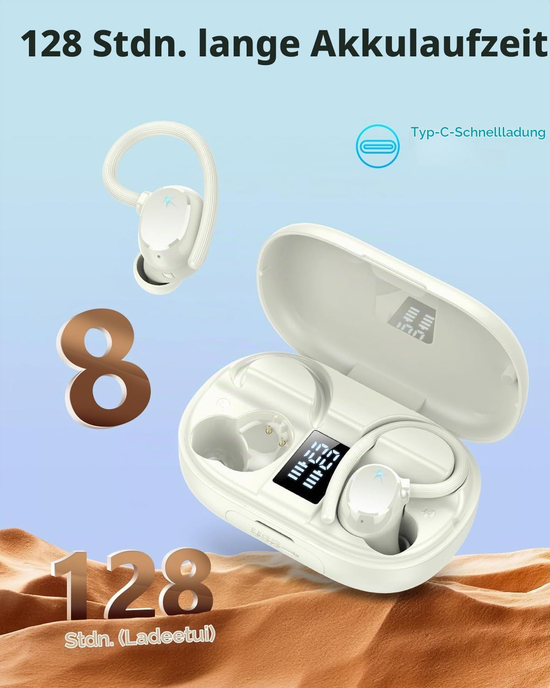 Bluetooth Kopfhörer Sport, 2026 in Ear Kopfhörer Kabellos Bluetooth 5.3 mit HD Mic, Herausragender S