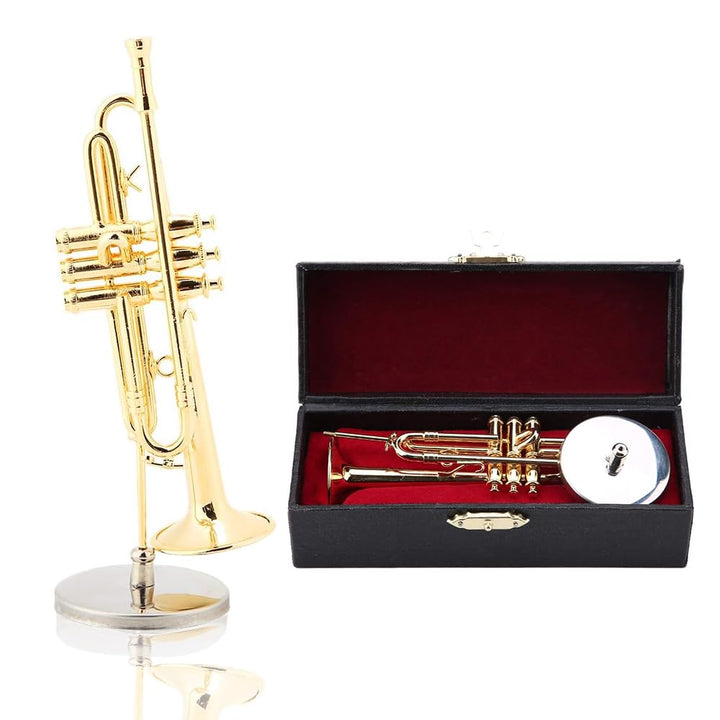 Hapivida Miniatur Trompetenmodell, Zarte Goldene Mini Trompete Instrument Dekoration Messing Instrum