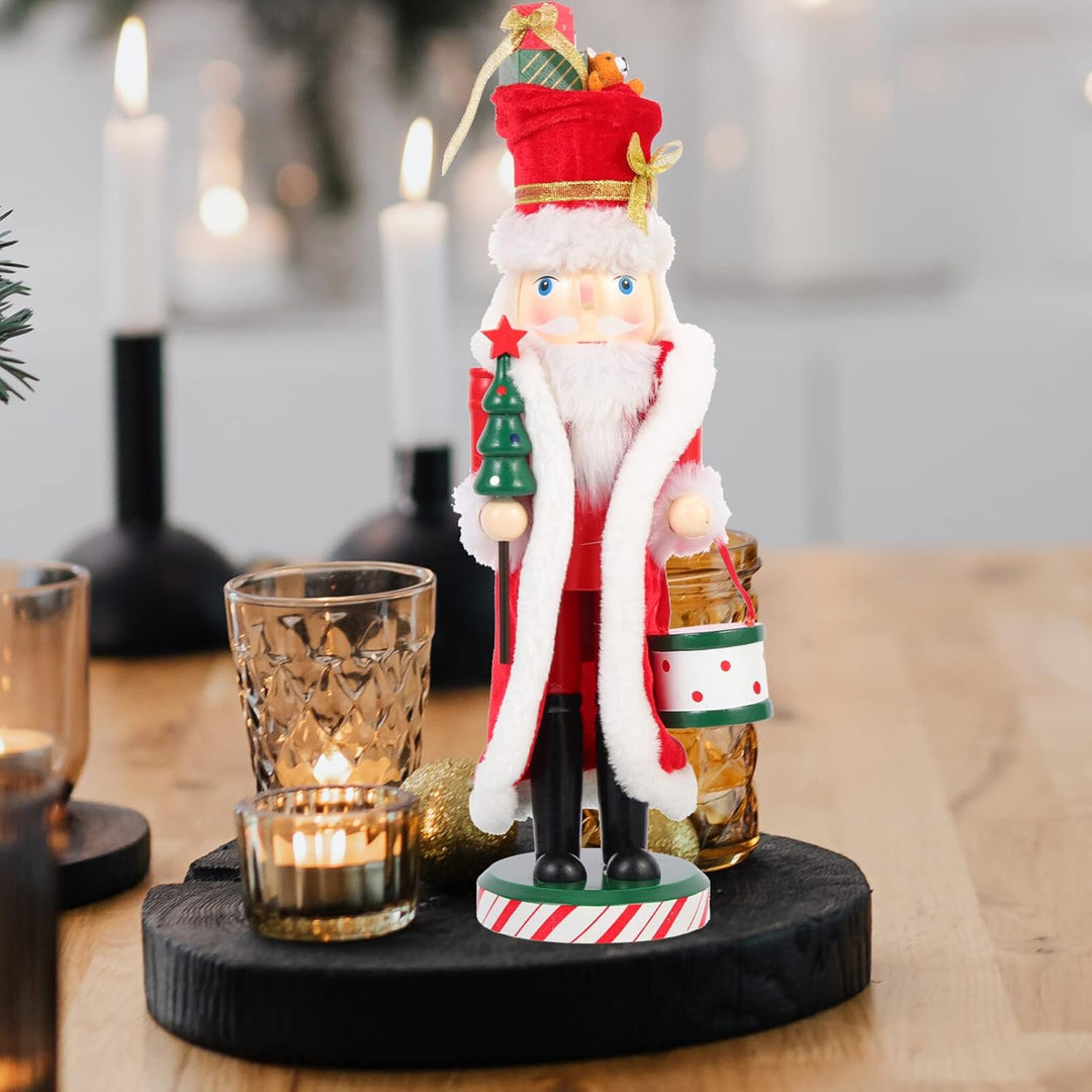ibasenice Weihnachten Nussknacker Figur aus Holz Weihnachtsmann Nussknacker Soldat Figuren Ornament