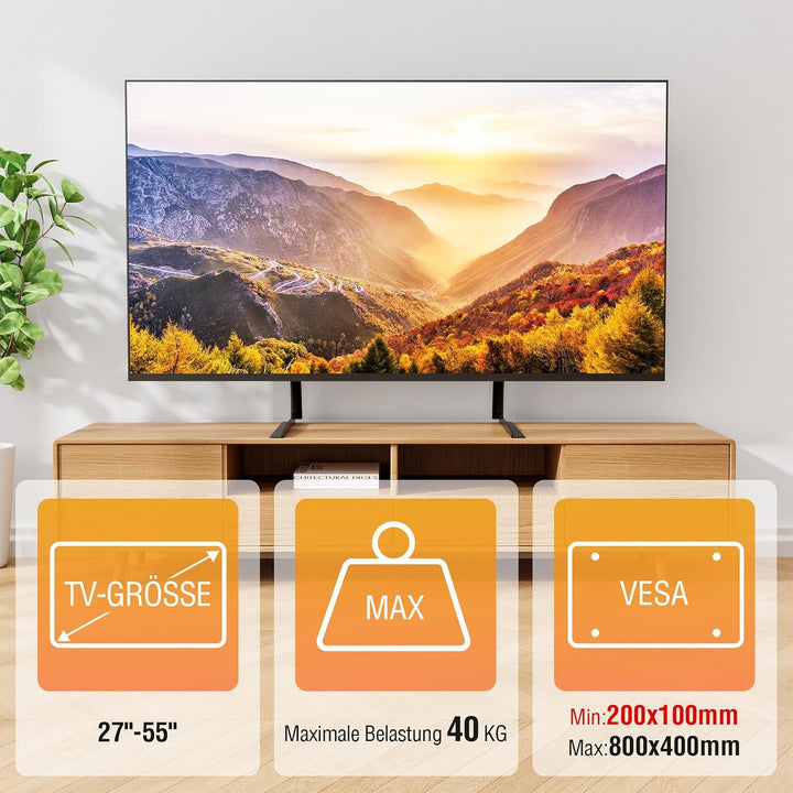 ELIVED Universal TV Ständer, TV Standfüsse für die meisten 27-55 Zoll LCD LED Fernseher bis zu 40KG,
