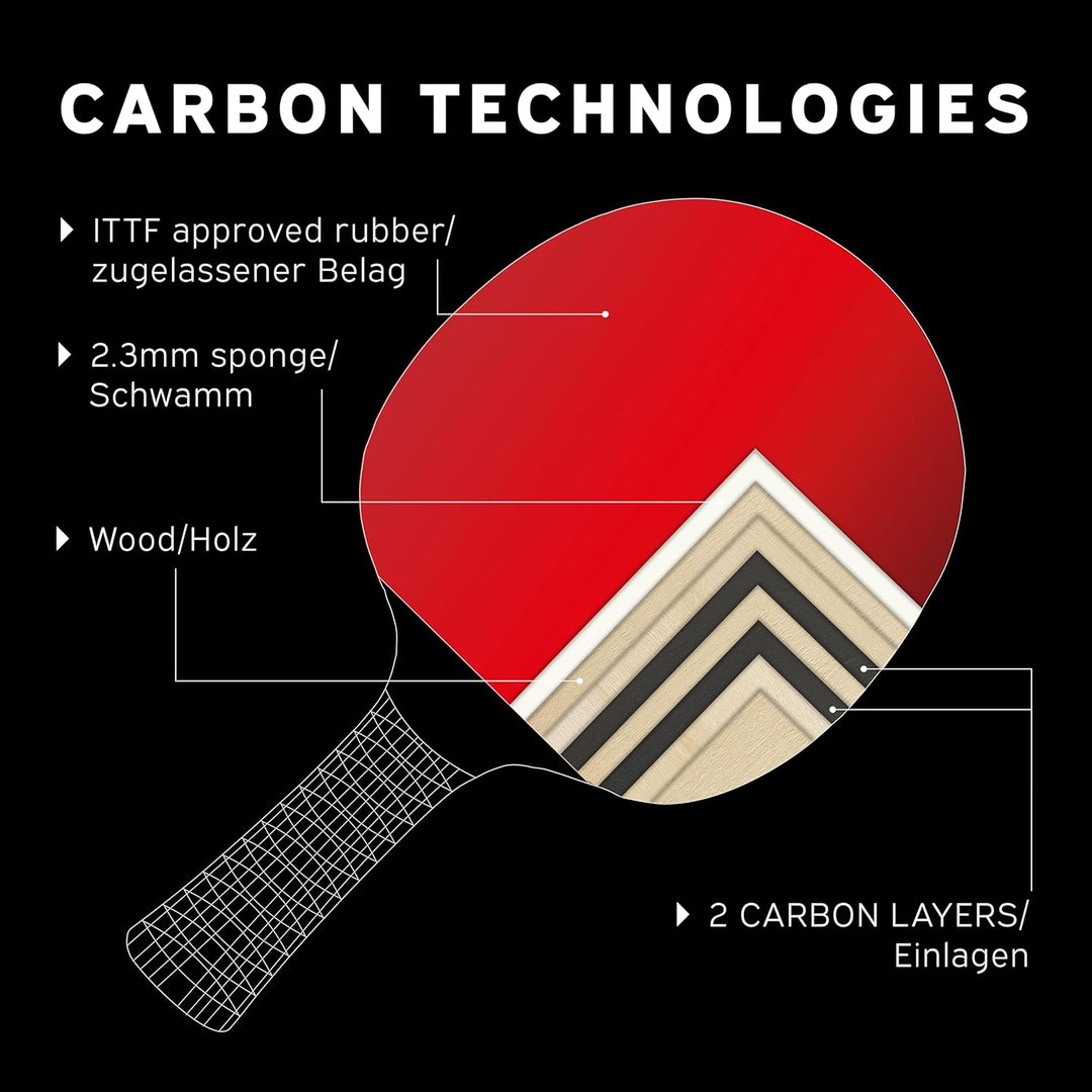 Donic-Schildkröt Tischtennisschläger Waldner 3000, ABP-Griff, 2,1 mm Schwamm, Carbonholz, Liga - ITT